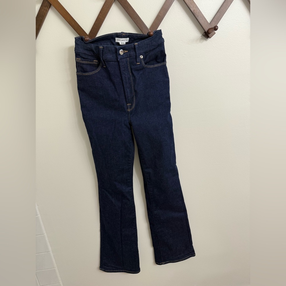 Good American Dark Blue Flare Jeans